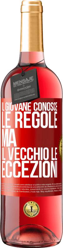 29,95 € Spedizione Gratuita | Vino rosato Edizione ROSÉ Il giovane conosce le regole, ma il vecchio le eccezioni Etichetta Rossa. Etichetta personalizzabile Vino giovane Raccogliere 2024 Tempranillo