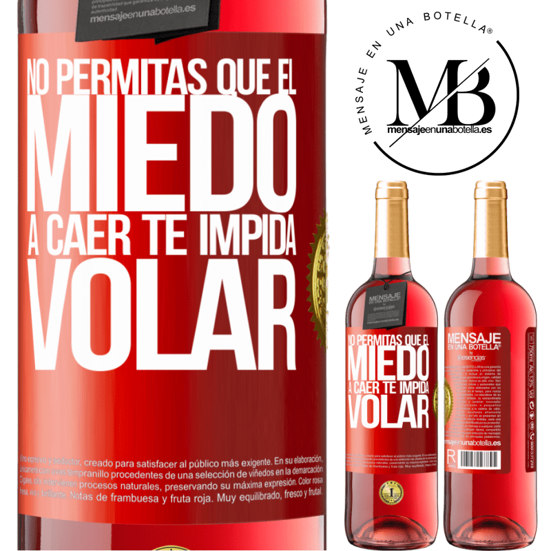 29,95 € Бесплатная доставка | Розовое вино Издание ROSÉ Не позволяйте страху падать держать вас от полета Красная метка. Настраиваемая этикетка Молодое вино Урожай 2022 Tempranillo