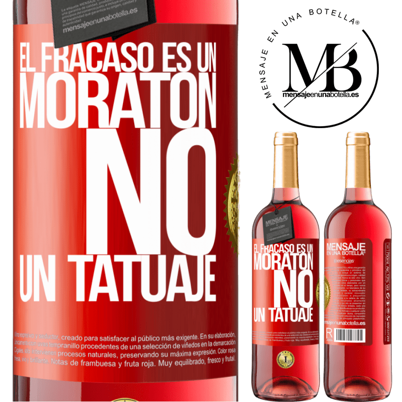 29,95 € Envío gratis | Vino Rosado Edición ROSÉ El fracaso es un moratón, no un tatuaje Etiqueta Roja. Etiqueta personalizable Vino joven Cosecha 2025 Tempranillo