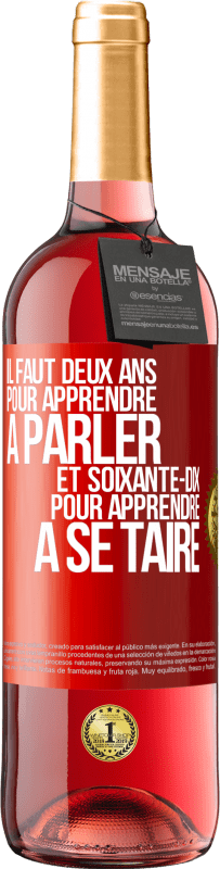 «Il faut deux ans pour apprendre à parler et soixante-dix pour apprendre à se taire» Édition ROSÉ