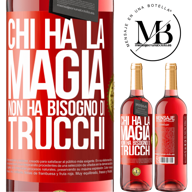 29,95 € Spedizione Gratuita | Vino rosato Edizione ROSÉ Chi ha la magia non ha bisogno di trucchi Etichetta Rossa. Etichetta personalizzabile Vino giovane Raccogliere 2024 Tempranillo