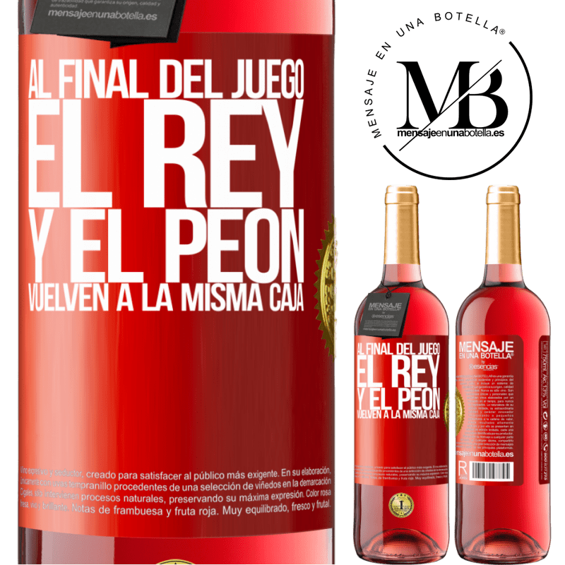 29,95 € Envío gratis | Vino Rosado Edición ROSÉ Al final del juego, el rey y el peón vuelven a la misma caja Etiqueta Roja. Etiqueta personalizable Vino joven Cosecha 2023 Tempranillo