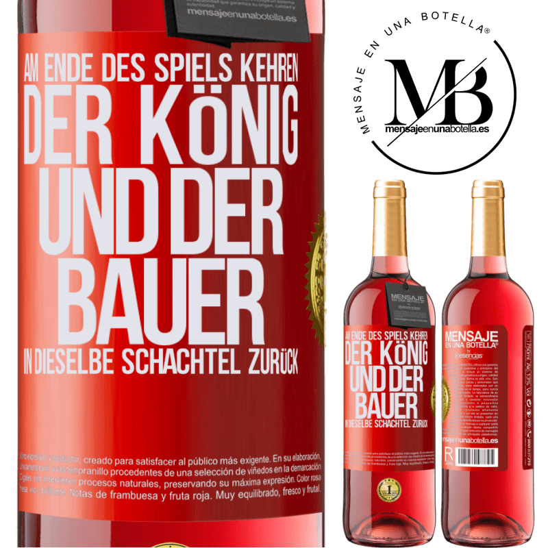 29,95 € Kostenloser Versand | Roséwein ROSÉ Ausgabe Am Ende des Spiels kehren der König und der Bauer in dieselbe Schachtel zurück Rote Markierung. Anpassbares Etikett Junger Wein Ernte 2023 Tempranillo