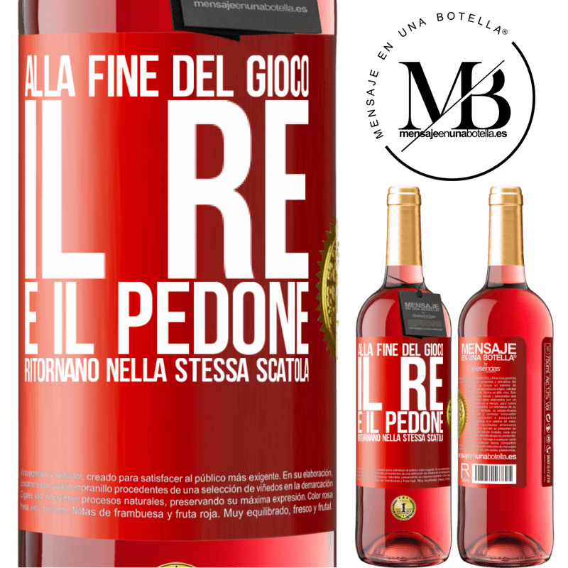 29,95 € Spedizione Gratuita | Vino rosato Edizione ROSÉ Alla fine del gioco, il re e il pedone ritornano nella stessa scatola Etichetta Rossa. Etichetta personalizzabile Vino giovane Raccogliere 2023 Tempranillo