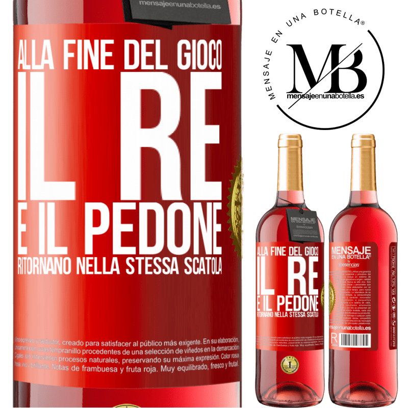 29,95 € Spedizione Gratuita | Vino rosato Edizione ROSÉ Alla fine del gioco, il re e il pedone ritornano nella stessa scatola Etichetta Rossa. Etichetta personalizzabile Vino giovane Raccogliere 2025 Tempranillo