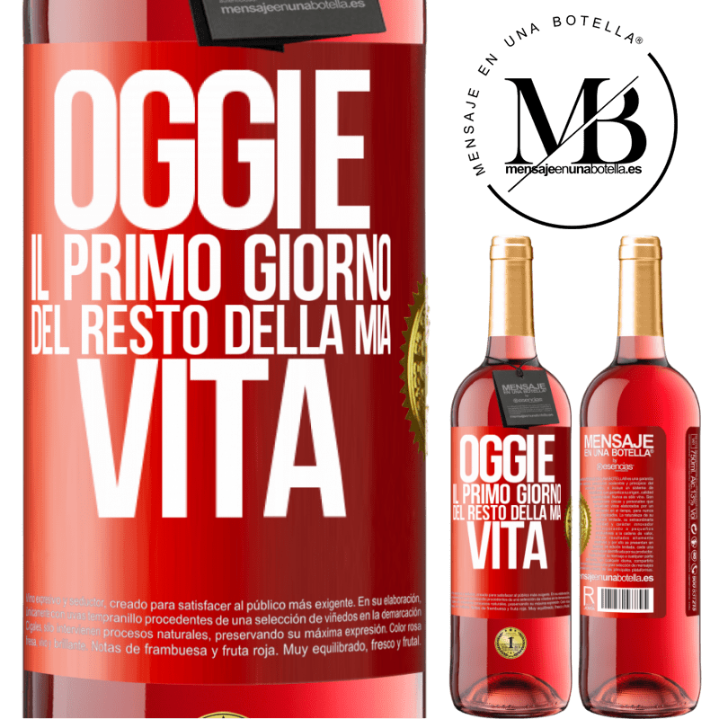 29,95 € Spedizione Gratuita | Vino rosato Edizione ROSÉ Oggi è il primo giorno del resto della mia vita Etichetta Rossa. Etichetta personalizzabile Vino giovane Raccogliere 2023 Tempranillo