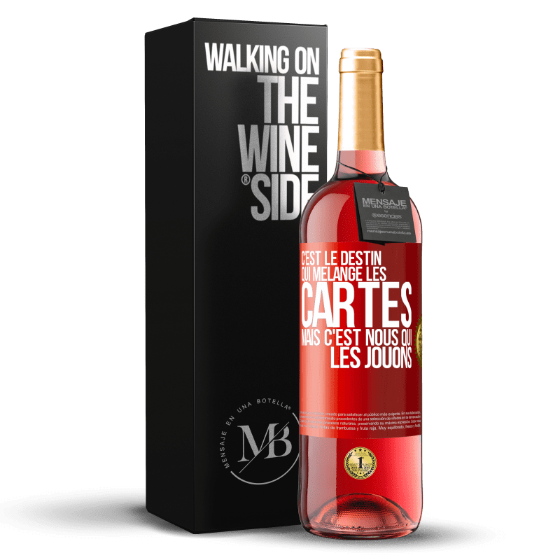 29,95 € Envoi gratuit | Vin rosé Édition ROSÉ C'est le destin qui mélange les cartes, mais c'est nous qui les jouons Étiquette Rouge. Étiquette personnalisable Vin jeune Récolte 2024 Tempranillo