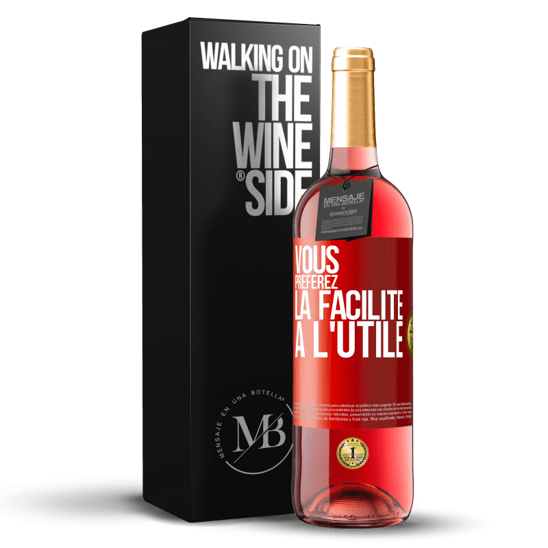 29,95 € Envoi gratuit | Vin rosé Édition ROSÉ Vous préférez la facilité à l'utile Étiquette Rouge. Étiquette personnalisable Vin jeune Récolte 2023 Tempranillo