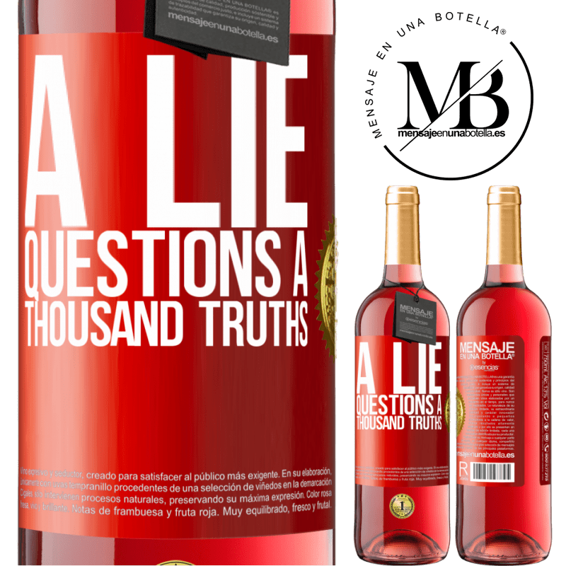 29,95 € Free Shipping | Rosé Wine ROSÉ Edition A lie questions a thousand truths Red Label. Customizable label Young wine Harvest 2022 Tempranillo