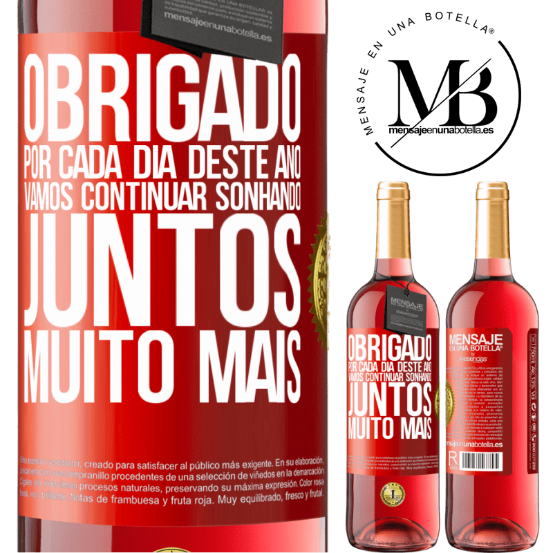 29,95 € Envio grátis | Vinho rosé Edição ROSÉ Obrigado por cada dia deste ano. Vamos continuar sonhando juntos muito mais Etiqueta Vermelha. Etiqueta personalizável Vinho jovem Colheita 2023 Tempranillo