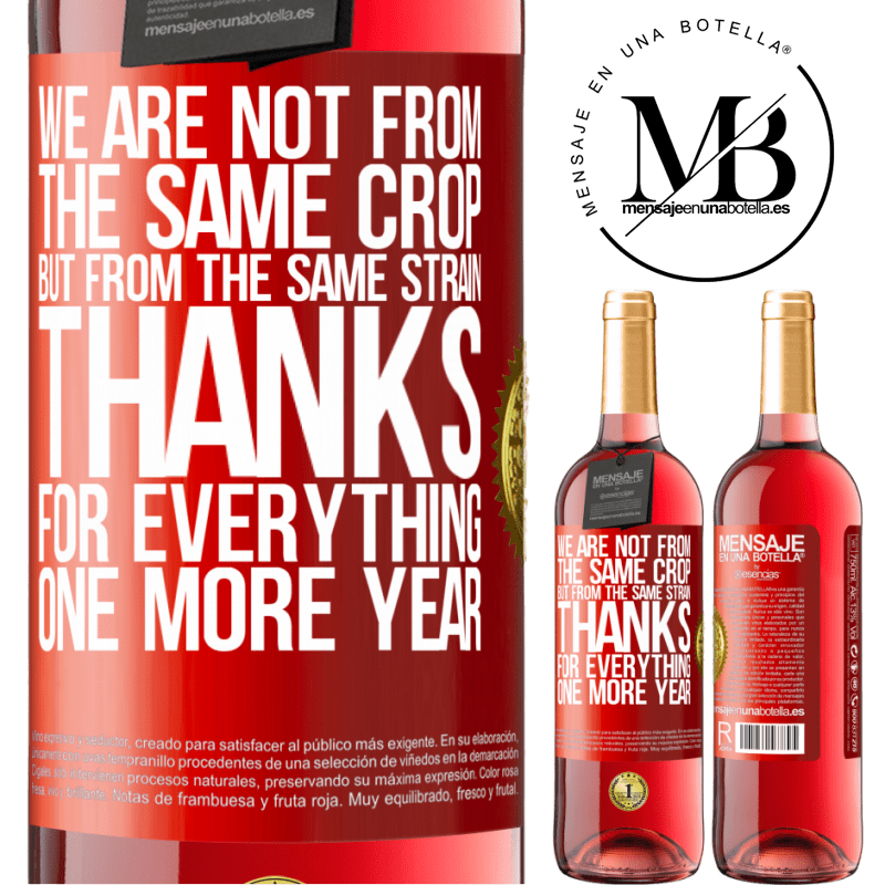 29,95 € Free Shipping | Rosé Wine ROSÉ Edition We are not from the same crop, but from the same strain. Thanks for everything, one more year Red Label. Customizable label Young wine Harvest 2023 Tempranillo