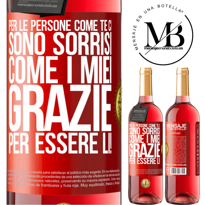 29,95 € Spedizione Gratuita | Vino rosato Edizione ROSÉ Per le persone come te ci sono sorrisi come i miei. Grazie per essere lì! Etichetta Rossa. Etichetta personalizzabile Vino giovane Raccogliere 2023 Tempranillo