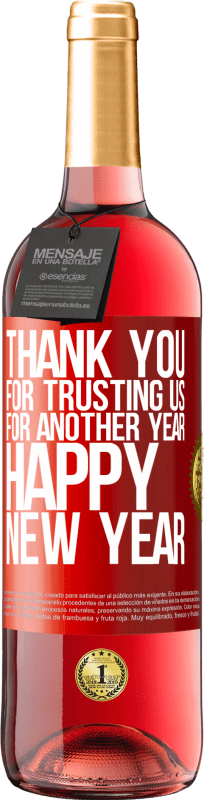 29,95 € 免费送货 | 桃红葡萄酒 ROSÉ版 感谢您信任我们一年。新年快乐 红色标签. 可自定义的标签 青年酒 收成 2023 Tempranillo