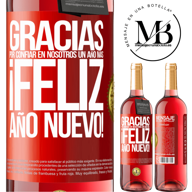 29,95 € Envío gratis | Vino Rosado Edición ROSÉ Gracias por confiar en nosotros un año más. Feliz Año Nuevo Etiqueta Roja. Etiqueta personalizable Vino joven Cosecha 2025 Tempranillo