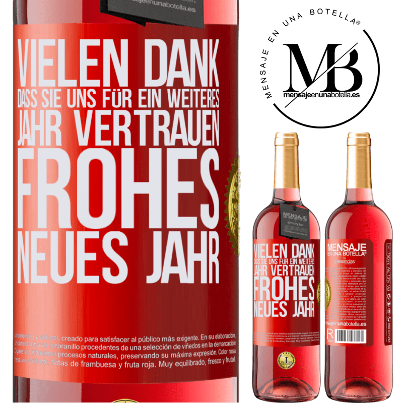 29,95 € Kostenloser Versand | Roséwein ROSÉ Ausgabe Vielen Dank, dass Sie uns ein weiteres Jahr vertrauen. Frohes neues Jahr Rote Markierung. Anpassbares Etikett Junger Wein Ernte 2023 Tempranillo