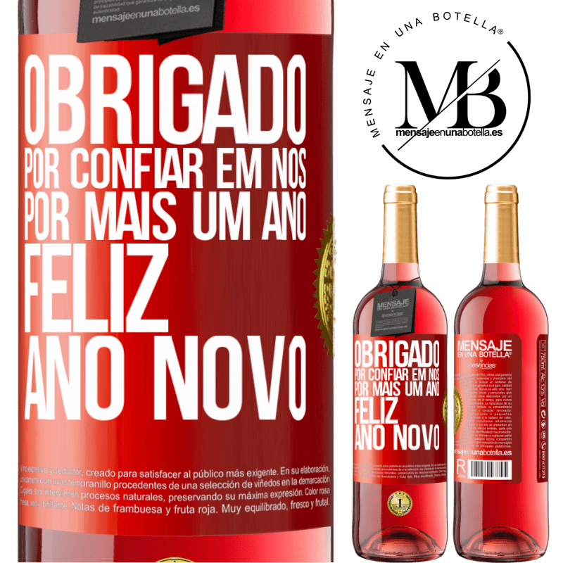 29,95 € Envio grátis | Vinho rosé Edição ROSÉ Obrigado por confiar em nós por mais um ano. Feliz Ano Novo Etiqueta Vermelha. Etiqueta personalizável Vinho jovem Colheita 2023 Tempranillo