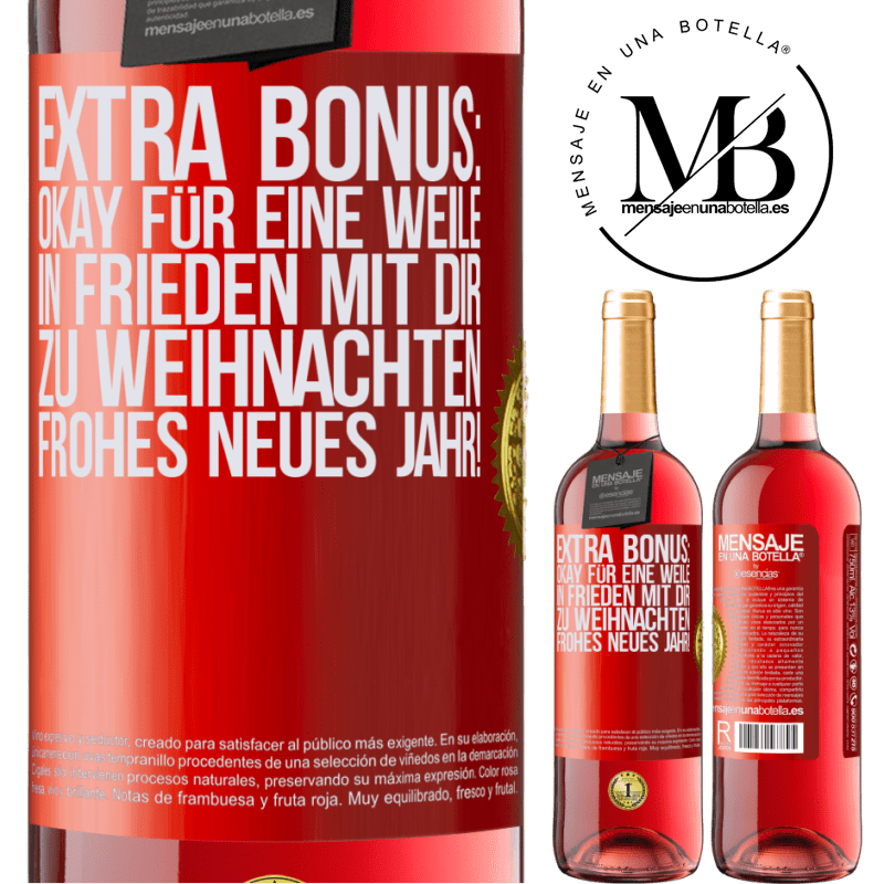 29,95 € Kostenloser Versand | Roséwein ROSÉ Ausgabe Extra Bonus: gültig für eine Weile Frieden mit deinen Lieben zu Weihnachten. Frohes neues Jahr! Rote Markierung. Anpassbares Etikett Junger Wein Ernte 2024 Tempranillo