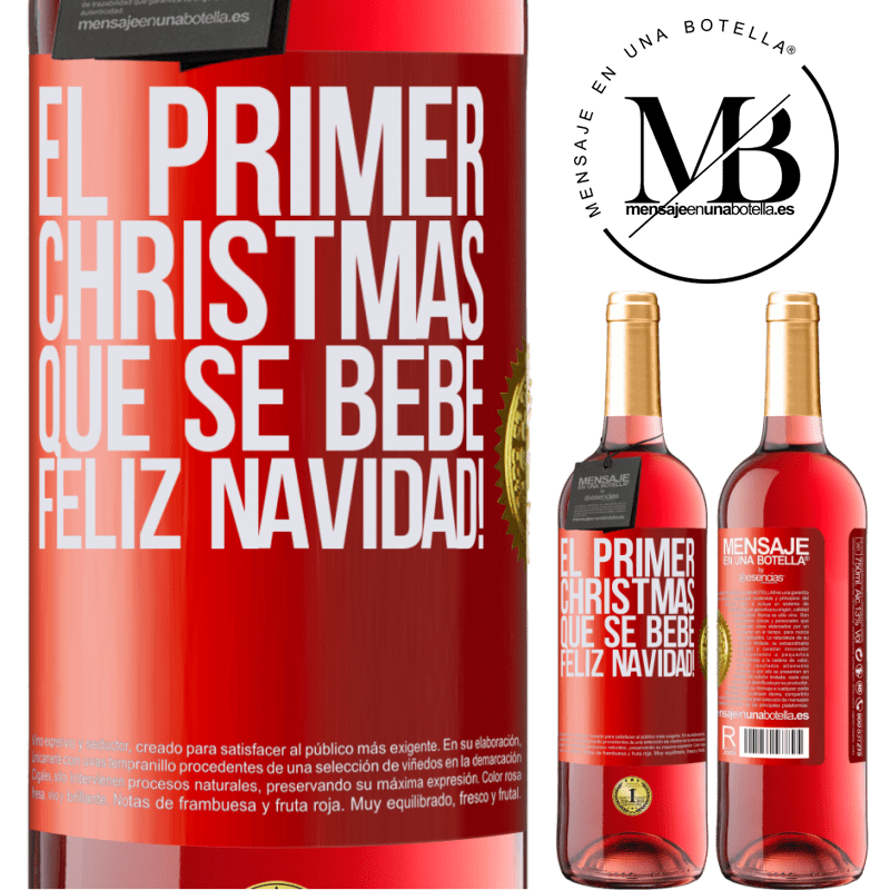 29,95 € Envío gratis | Vino Rosado Edición ROSÉ El primer christmas que se bebe. Feliz navidad! Etiqueta Roja. Etiqueta personalizable Vino joven Cosecha 2025 Tempranillo