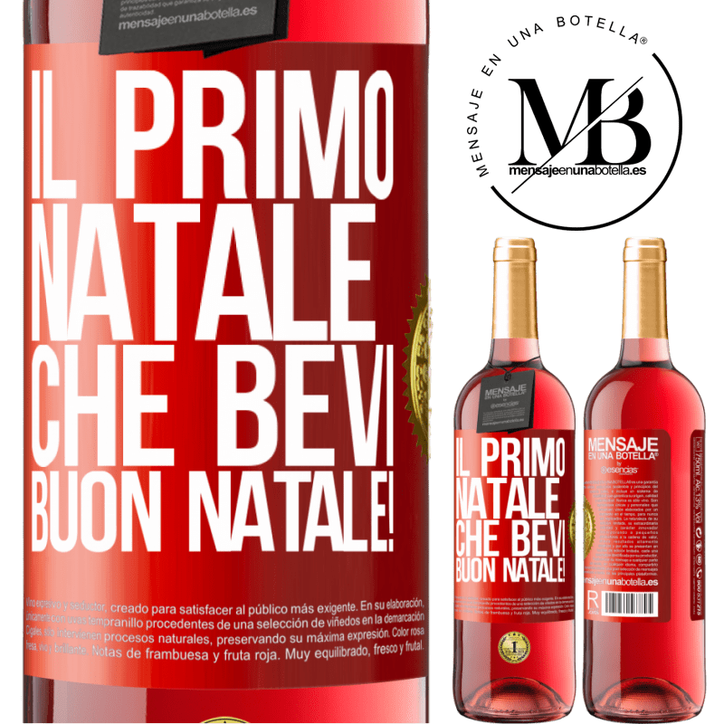 29,95 € Spedizione Gratuita | Vino rosato Edizione ROSÉ Il primo Natale che bevi. Buon natale! Etichetta Rossa. Etichetta personalizzabile Vino giovane Raccogliere 2023 Tempranillo