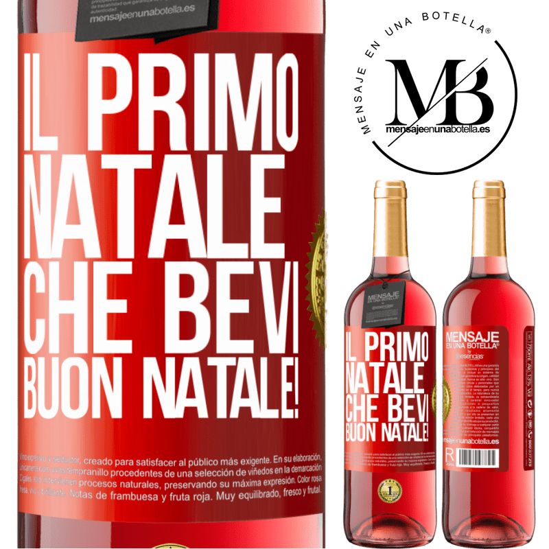 29,95 € Spedizione Gratuita | Vino rosato Edizione ROSÉ Il primo Natale che bevi. Buon natale! Etichetta Rossa. Etichetta personalizzabile Vino giovane Raccogliere 2025 Tempranillo