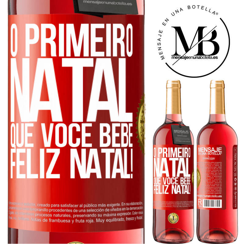 29,95 € Envio grátis | Vinho rosé Edição ROSÉ O primeiro Natal que você bebe. Feliz Natal! Etiqueta Vermelha. Etiqueta personalizável Vinho jovem Colheita 2023 Tempranillo