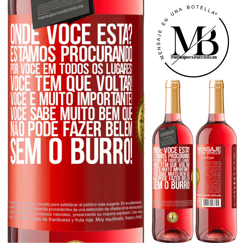 29,95 € Envio grátis | Vinho rosé Edição ROSÉ Onde você está? Estamos procurando por você em todos os lugares! Você tem que voltar! Você é muito importante! Você sabe Etiqueta Vermelha. Etiqueta personalizável Vinho jovem Colheita 2023 Tempranillo