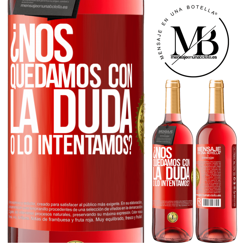 29,95 € Envío gratis | Vino Rosado Edición ROSÉ Nos quedamos con la duda o lo intentamos? Etiqueta Roja. Etiqueta personalizable Vino joven Cosecha 2024 Tempranillo