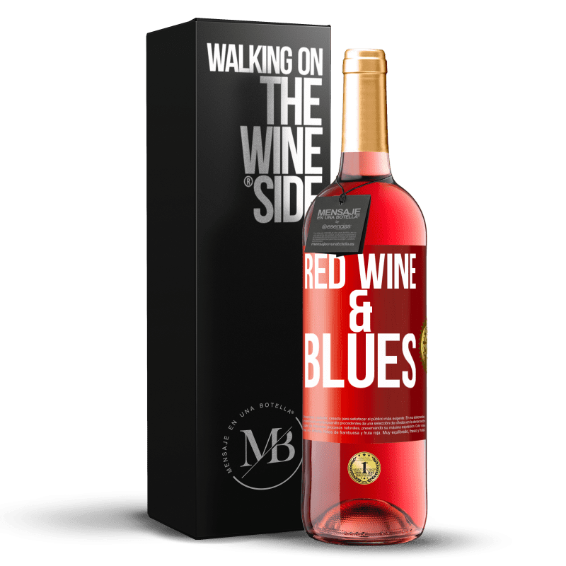 29,95 € 送料無料 | ロゼワイン ROSÉエディション Red wine & Blues 赤いタグ. カスタマイズ可能なラベル 若いワイン 収穫 2023 Tempranillo