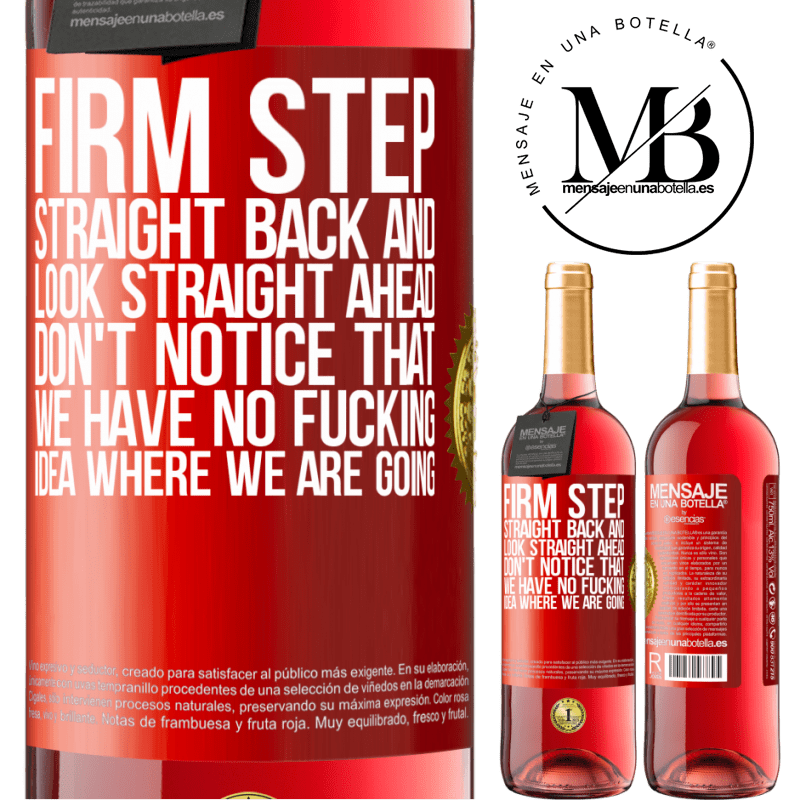 29,95 € Free Shipping | Rosé Wine ROSÉ Edition Firm step, straight back and look straight ahead. Don't notice that we have no fucking idea where we are going Red Label. Customizable label Young wine Harvest 2021 Tempranillo