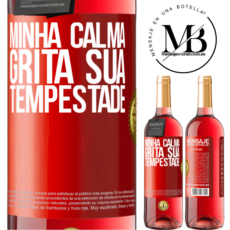 29,95 € Envio grátis | Vinho rosé Edição ROSÉ Minha calma grita sua tempestade Etiqueta Vermelha. Etiqueta personalizável Vinho jovem Colheita 2025 Tempranillo