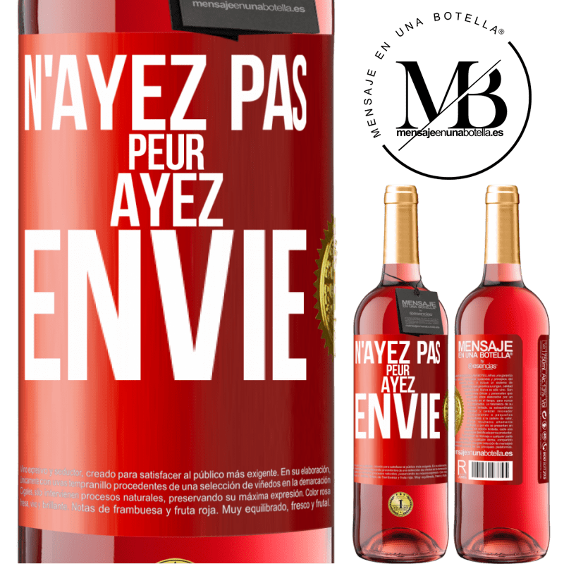 29,95 € Envoi gratuit | Vin rosé Édition ROSÉ N'ayez pas peur. Ayez envie Étiquette Rouge. Étiquette personnalisable Vin jeune Récolte 2023 Tempranillo