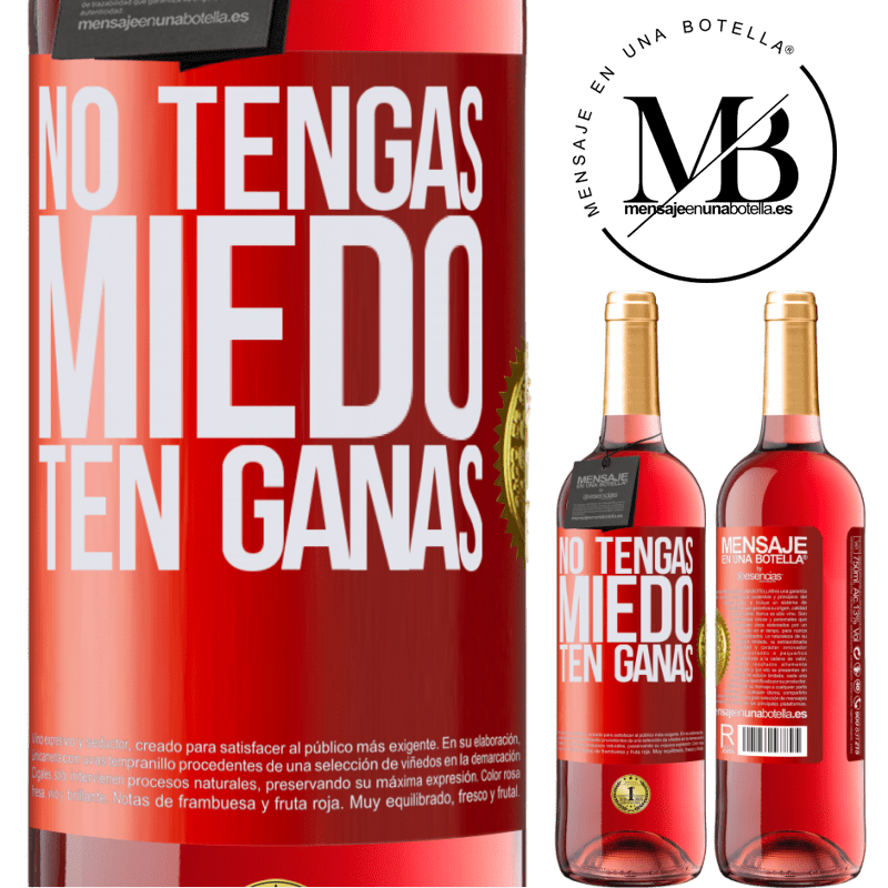 29,95 € Envío gratis | Vino Rosado Edición ROSÉ No tengas miedo. Ten ganas Etiqueta Roja. Etiqueta personalizable Vino joven Cosecha 2023 Tempranillo