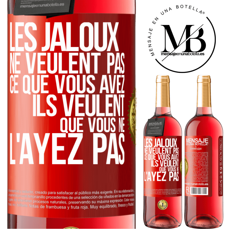 29,95 € Envoi gratuit | Vin rosé Édition ROSÉ Les jaloux ne veulent pas ce que vous avez. Ils veulent que vous ne l'ayez pas Étiquette Rouge. Étiquette personnalisable Vin jeune Récolte 2023 Tempranillo