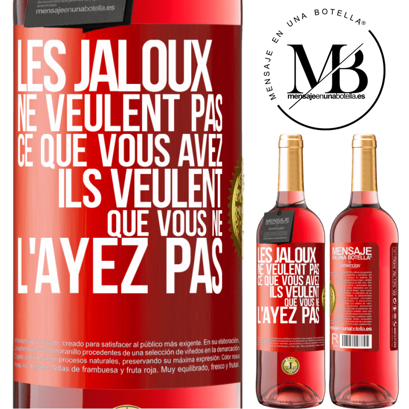 29,95 € Envoi gratuit | Vin rosé Édition ROSÉ Les jaloux ne veulent pas ce que vous avez. Ils veulent que vous ne l'ayez pas Étiquette Rouge. Étiquette personnalisable Vin jeune Récolte 2025 Tempranillo