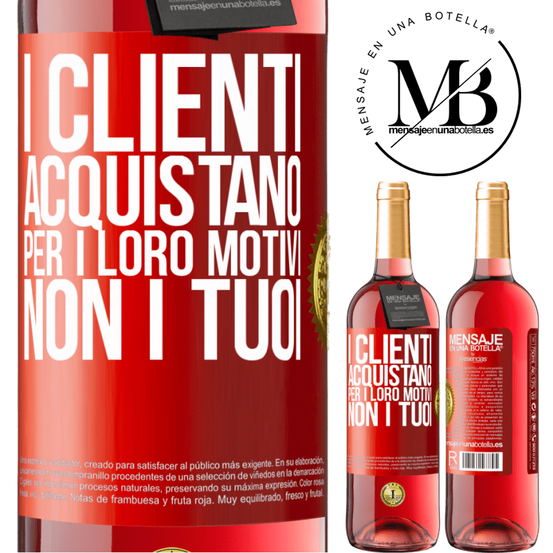 29,95 € Spedizione Gratuita | Vino rosato Edizione ROSÉ I clienti acquistano per i loro motivi, non i tuoi Etichetta Rossa. Etichetta personalizzabile Vino giovane Raccogliere 2023 Tempranillo