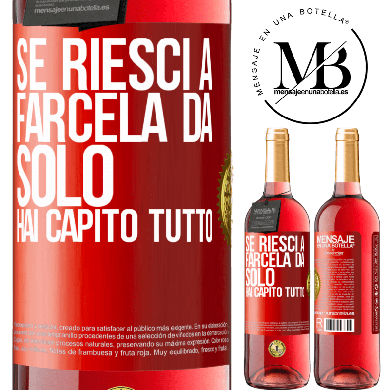 29,95 € Spedizione Gratuita | Vino rosato Edizione ROSÉ Se riesci a farcela da solo, hai capito tutto Etichetta Rossa. Etichetta personalizzabile Vino giovane Raccogliere 2023 Tempranillo