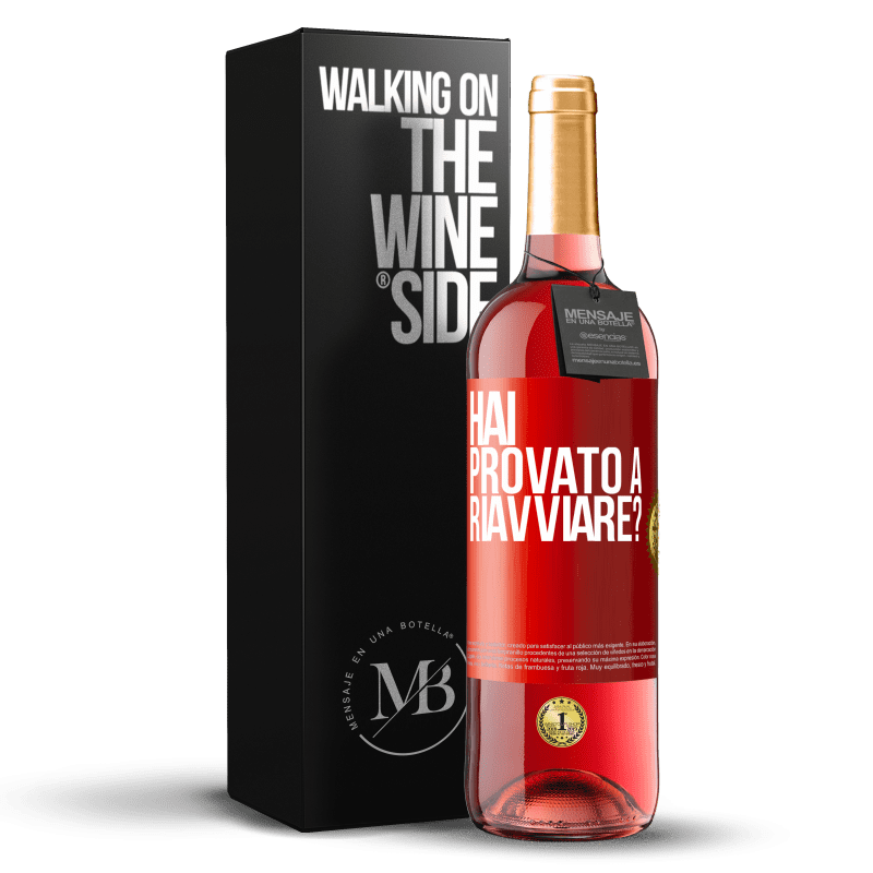 29,95 € Spedizione Gratuita | Vino rosato Edizione ROSÉ hai provato a riavviare? Etichetta Rossa. Etichetta personalizzabile Vino giovane Raccogliere 2025 Tempranillo