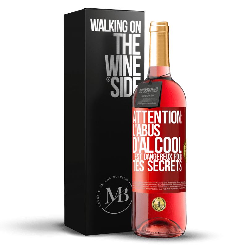 29,95 € Envoi gratuit | Vin rosé Édition ROSÉ Attention: L'abus d'alcool est dangereux pour tes secrets Étiquette Rouge. Étiquette personnalisable Vin jeune Récolte 2024 Tempranillo