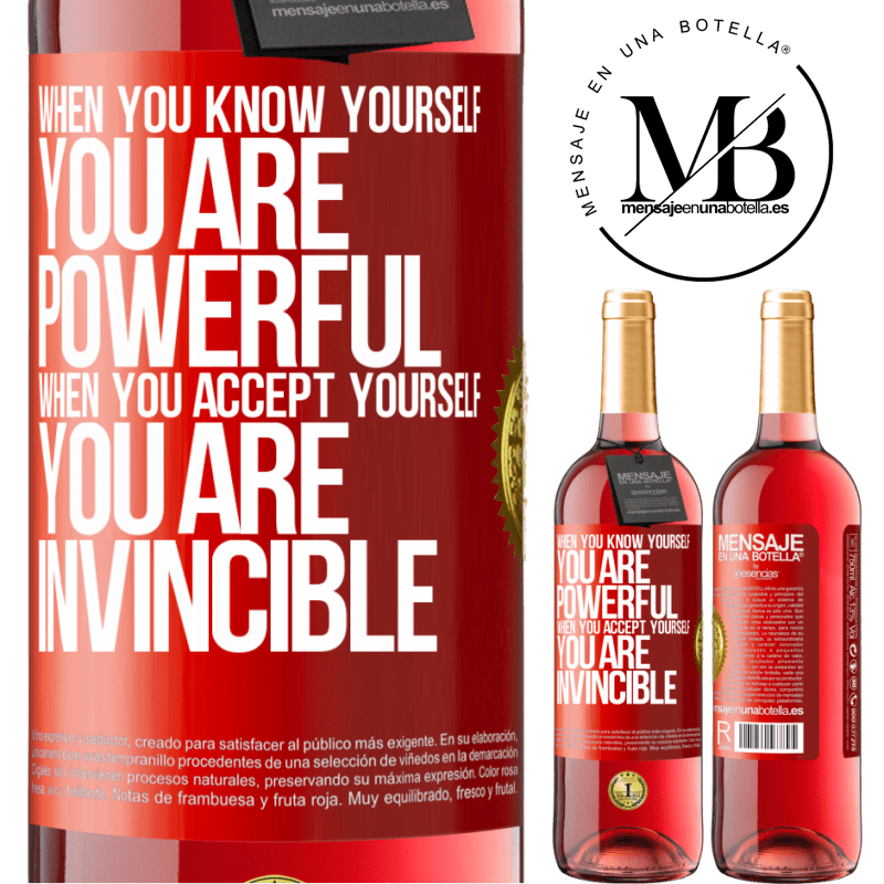 29,95 € Free Shipping | Rosé Wine ROSÉ Edition When you know yourself, you are powerful. When you accept yourself, you are invincible Red Label. Customizable label Young wine Harvest 2022 Tempranillo