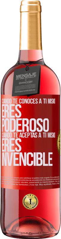 29,95 € Envío gratis | Vino Rosado Edición ROSÉ Cuando te conoces a ti mismo, eres poderoso. Cuando te aceptas a ti mismo, eres invencible Etiqueta Roja. Etiqueta personalizable Vino joven Cosecha 2024 Tempranillo