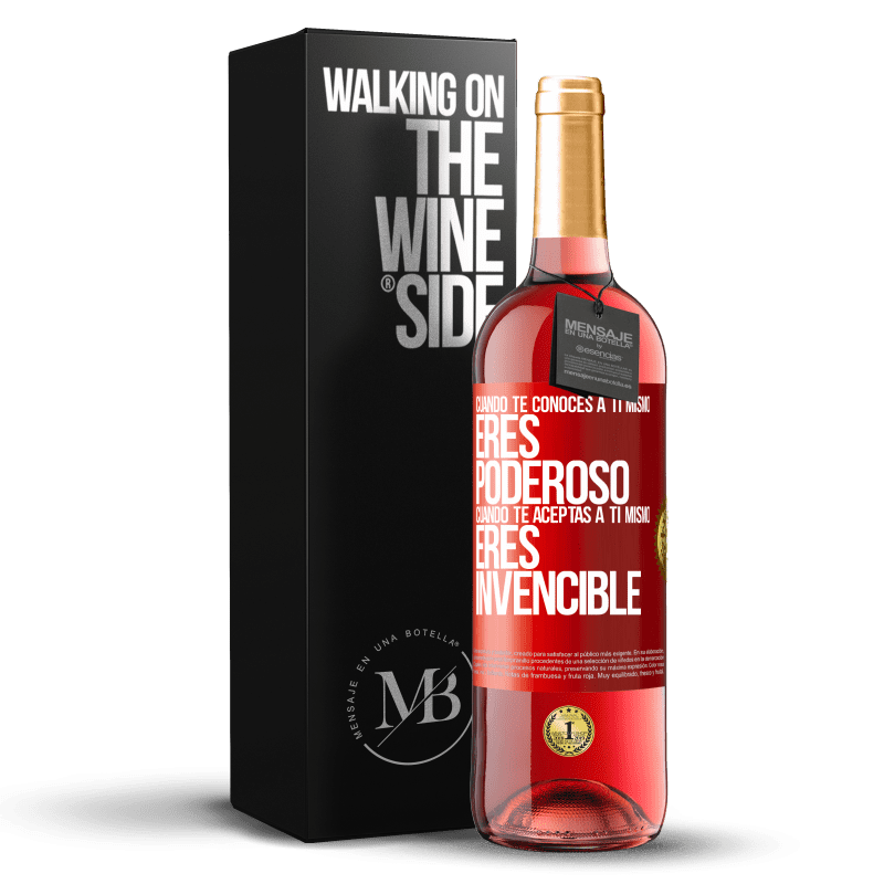 29,95 € Envío gratis | Vino Rosado Edición ROSÉ Cuando te conoces a ti mismo, eres poderoso. Cuando te aceptas a ti mismo, eres invencible Etiqueta Roja. Etiqueta personalizable Vino joven Cosecha 2024 Tempranillo