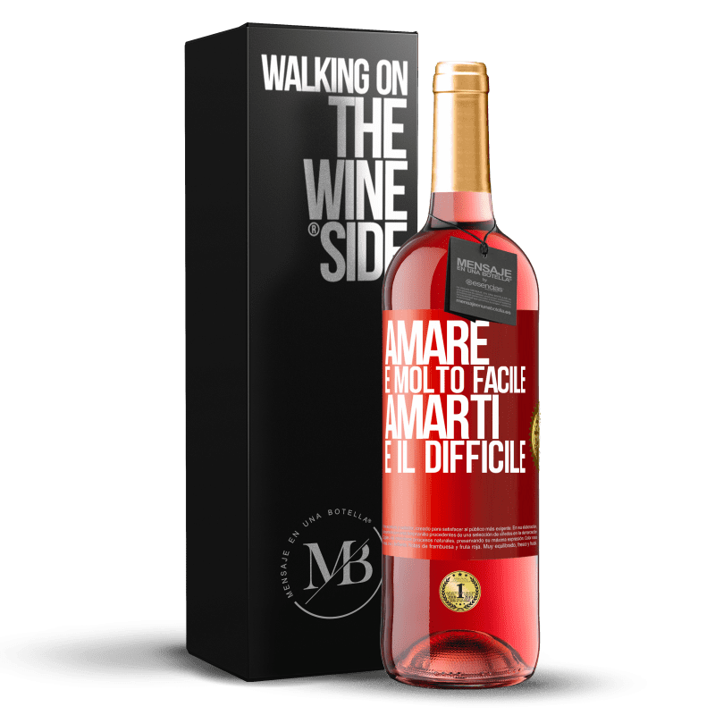 29,95 € Spedizione Gratuita | Vino rosato Edizione ROSÉ Amare è molto facile, amarti è il difficile Etichetta Rossa. Etichetta personalizzabile Vino giovane Raccogliere 2024 Tempranillo