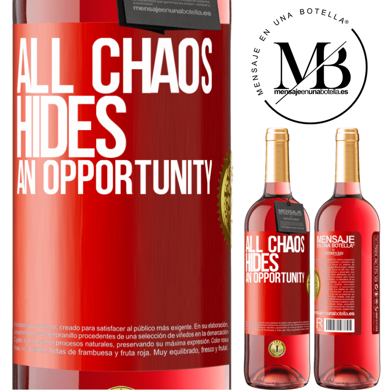 24,95 € Free Shipping | Rosé Wine ROSÉ Edition All chaos hides an opportunity Red Label. Customizable label Young wine Harvest 2021 Tempranillo