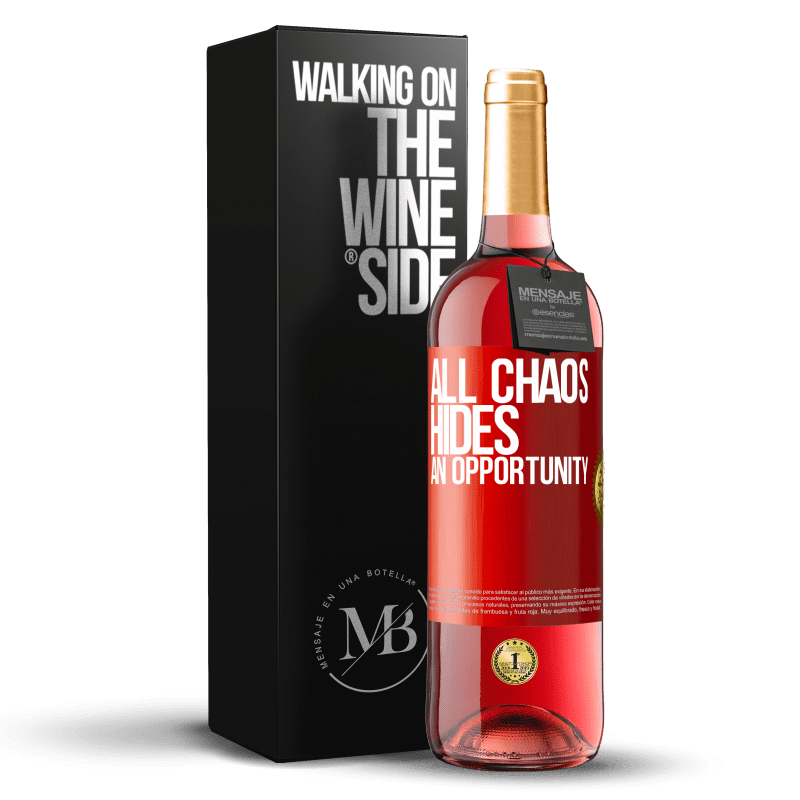 29,95 € Free Shipping | Rosé Wine ROSÉ Edition All chaos hides an opportunity Red Label. Customizable label Young wine Harvest 2023 Tempranillo