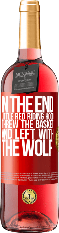 29,95 € 送料無料 | ロゼワイン ROSÉエディション 最後に、赤ずきんちゃんがバスケットを投げてオオカミと一緒に去りました 赤いタグ. カスタマイズ可能なラベル 若いワイン 収穫 2023 Tempranillo