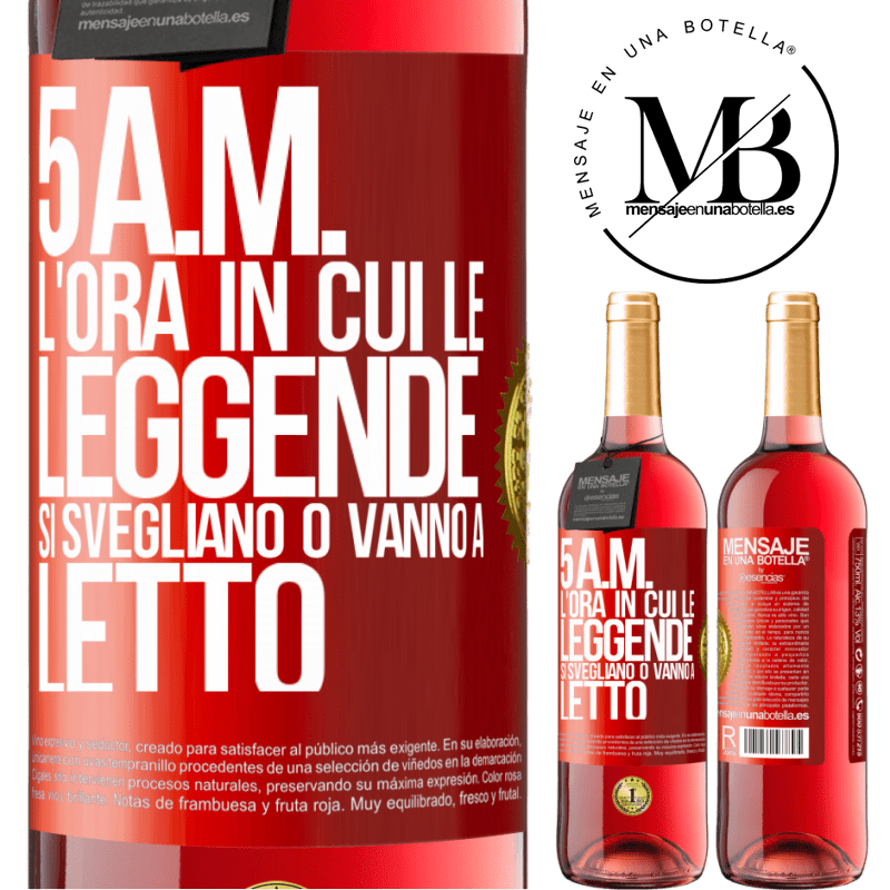 29,95 € Spedizione Gratuita | Vino rosato Edizione ROSÉ 5 A.M. L'ora in cui le leggende si svegliano o vanno a letto Etichetta Rossa. Etichetta personalizzabile Vino giovane Raccogliere 2024 Tempranillo