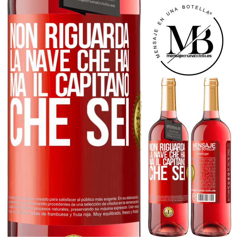 29,95 € Spedizione Gratuita | Vino rosato Edizione ROSÉ Non riguarda la nave che hai, ma il capitano che sei Etichetta Rossa. Etichetta personalizzabile Vino giovane Raccogliere 2025 Tempranillo