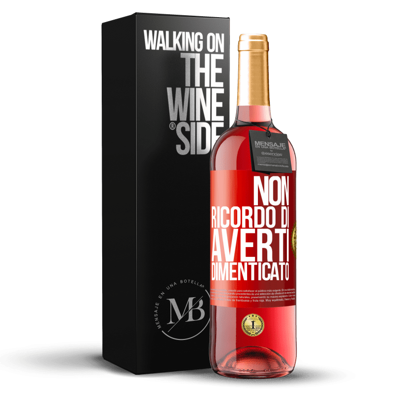 29,95 € Spedizione Gratuita | Vino rosato Edizione ROSÉ Non ricordo di averti dimenticato Etichetta Rossa. Etichetta personalizzabile Vino giovane Raccogliere 2024 Tempranillo