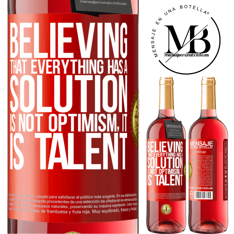 29,95 € Free Shipping | Rosé Wine ROSÉ Edition Believing that everything has a solution is not optimism. Is slow Red Label. Customizable label Young wine Harvest 2022 Tempranillo
