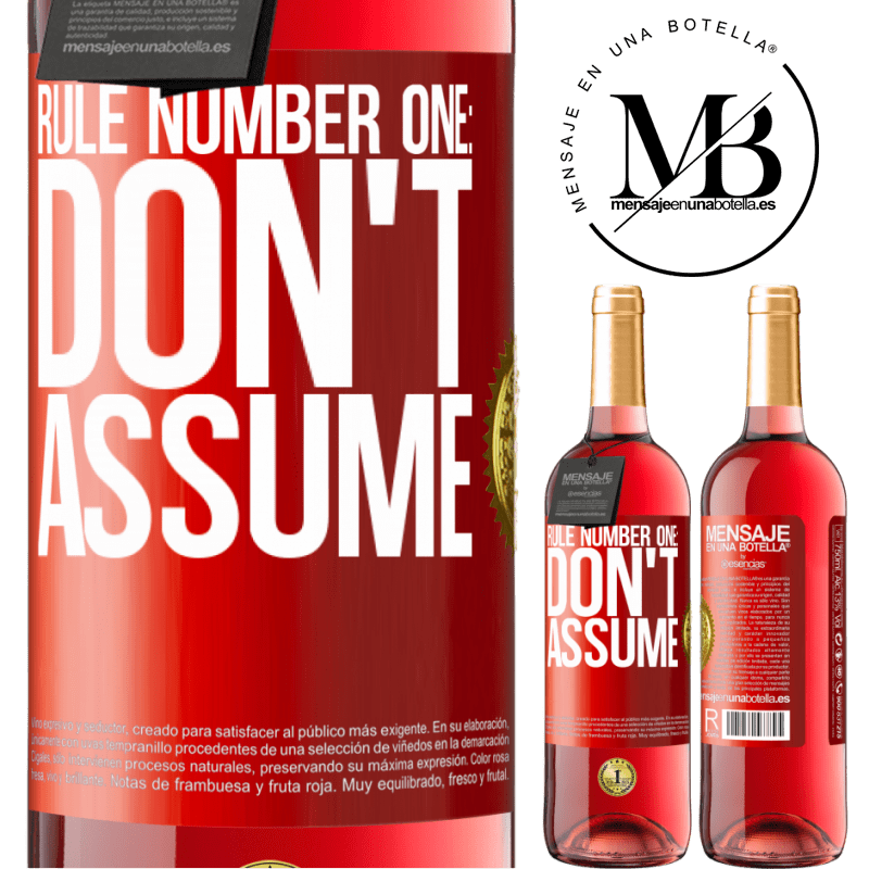 24,95 € Free Shipping | Rosé Wine ROSÉ Edition Rule number one: don't assume Red Label. Customizable label Young wine Harvest 2021 Tempranillo